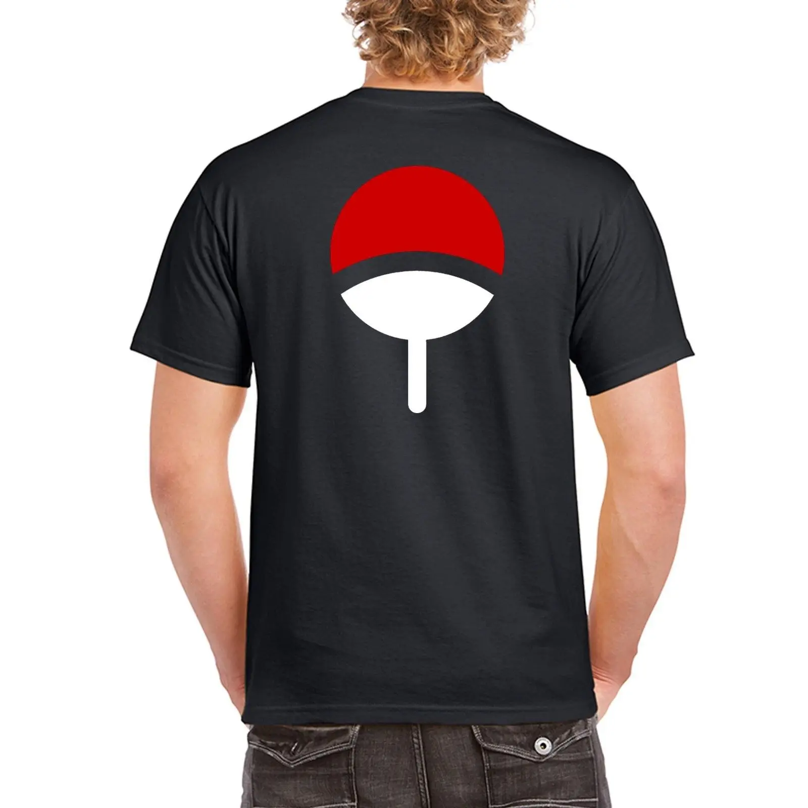 

2017 Brand T-shirt Homme Tees Uchiha Clan Symbol Crest Anime Itachi Sasuke Naruto Cosplay Tee T-Shirt BlackSummer Top Tee