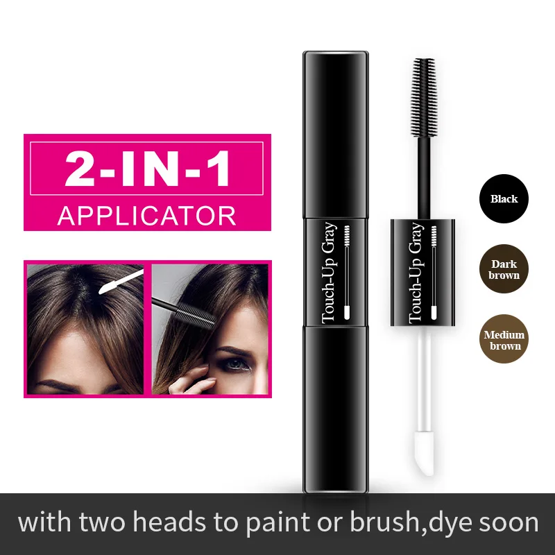 One-Time Hair dye Pen Instant Gray Root Coverage Hair Color white to dark brown black 2 brushes soft head easy apply temporary One-Time Hair dye Pen Instant Gray Root Coverage Hair Color white to dark brown black 2 brushes soft head easy apply temporary