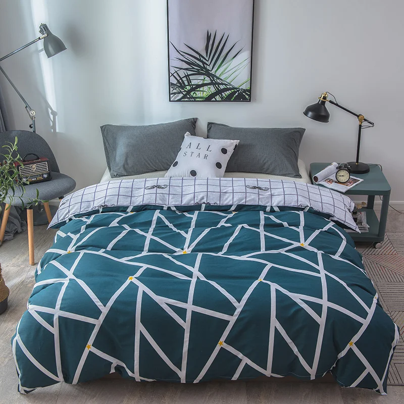 

Stylish Rectangle Pattern 100% Cotton FUll Queen King Size Soft Duvet Cover Prints Quilt Cover Only Bedding Set 220x240cm Size