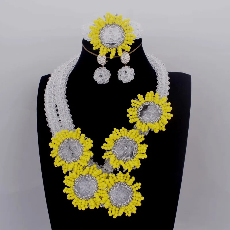 DUDO Jewelry Brand Set Yellow and Transparent Necklace Earring Bracelet set Free Shipping 2019 Dubai Fashion | Украшения и