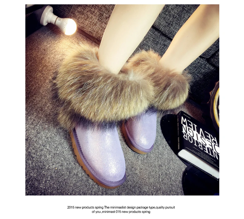 Австралия женские натуральной зимние ботинки с лисьим мехом натуральная кожа женские ботинки женские зимние сапоги