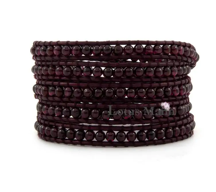 

Garnet 5 wraps deep red leather bracelet 190