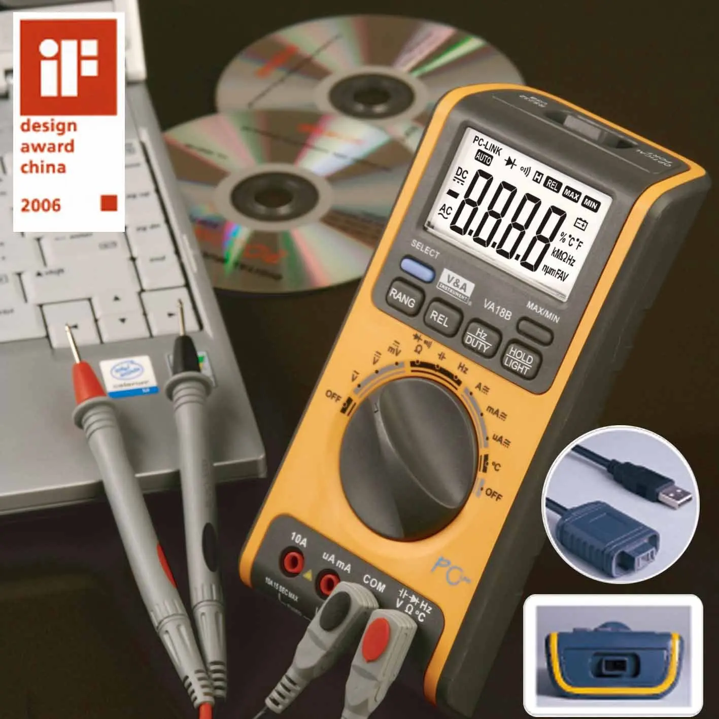 digital multimeter with USB TRUE RMS VA18B V&Amultimeter testusb