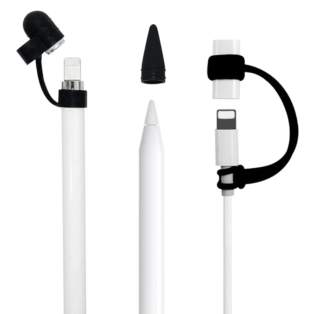 Силиконовый чехол-карандаш для iPad Pro, 3 в 1, стилус, аксессуары для Apple, держатель для крышки карандаша/колпачок для наконечника/Кабель-адаптер