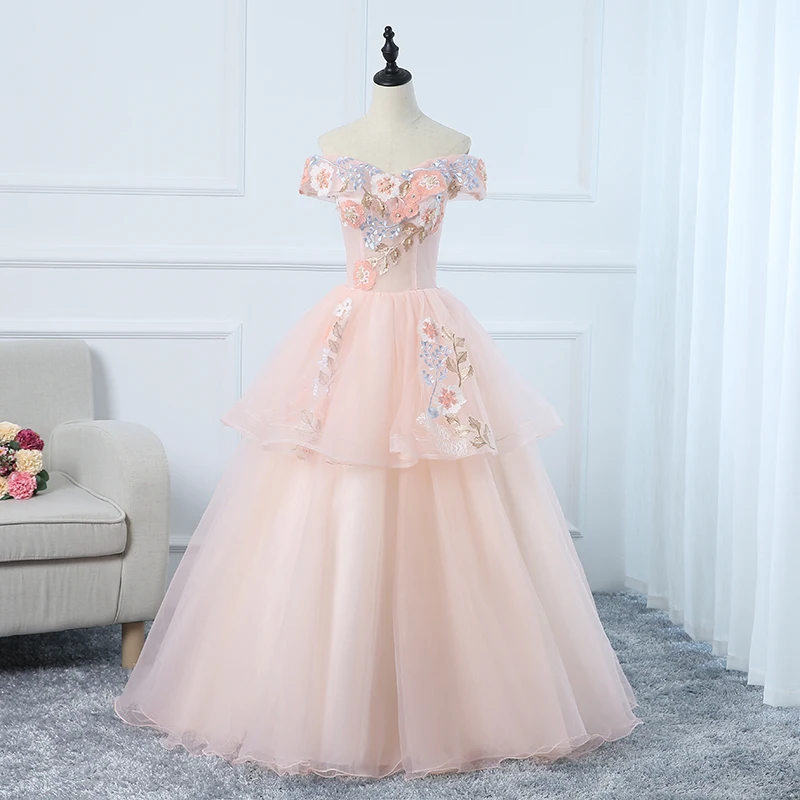 Prom Dresses New arrival pink floor length lady girl women princess bridesmaid banquet party performance ball dress gown simple prom dresses