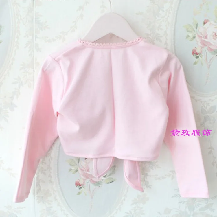 Розовый/белый балетная обертка для девочек, свитер кардиган, Одежда для танцев Детская вязаная одежда с длинными рукавами скидка, зимний теплый свитер с поясом