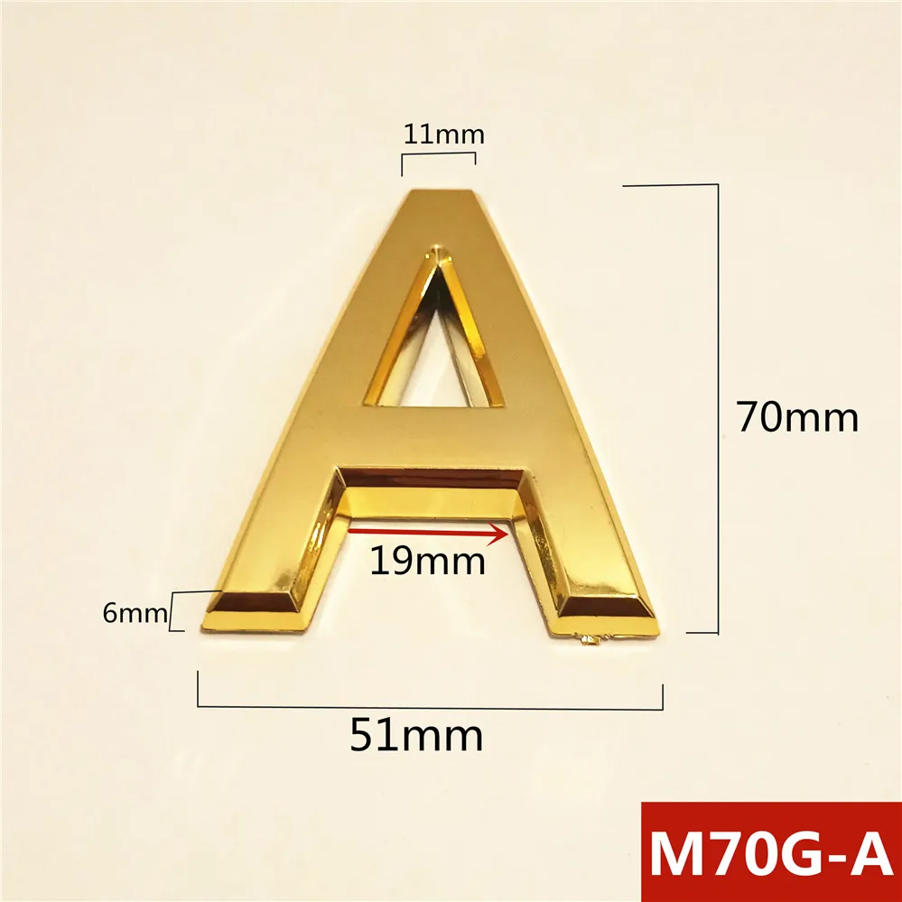 70 мм 0123456789ABCD-Z Wonzeal Современная Золотая табличка номер дома двери отеля адрес стикер с цифрами табличка знак ABS пластик - Цвет: A