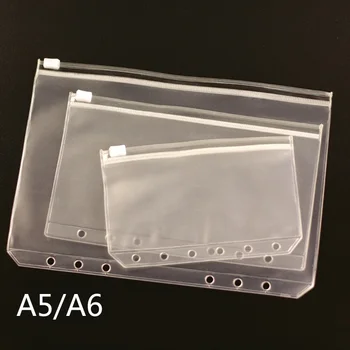 

5pcs/ A5 A6 A7 PVC Presentation Binder Folder Zipper Receive Bag Concise Diario Planner's Spiral Filing Products Card Holder Bag