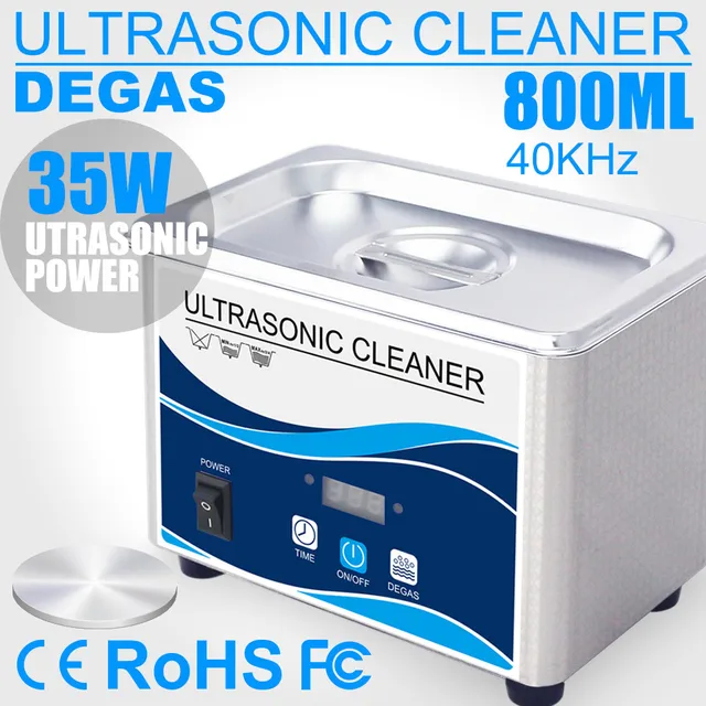 Household GA008 Ultrasonic Cleaner Stainless Steel Bath 60W Piezoelectric Transducer Glasses Cellphone Board Jewelry Washer 800ml 35W