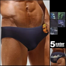 Сексуальные мужские трусы с низкой талией, шорты для плавания, мужские летние пляжные боксеры, лоскутный Цветной купальник с героями мультфильмов, мужские плавки