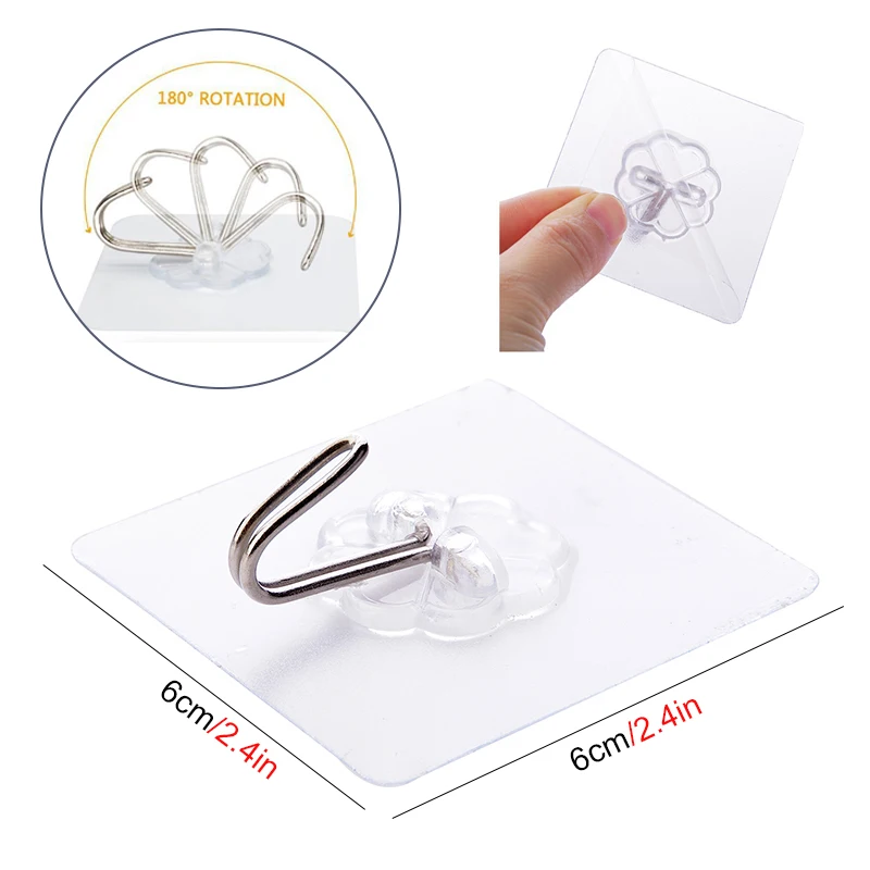 10/30/60PCS Four-leaf Clover Reusable Self Adhesive Hooks Heavy Duty Waterproof Wall Hanger for Door Bathroom and Kitchen