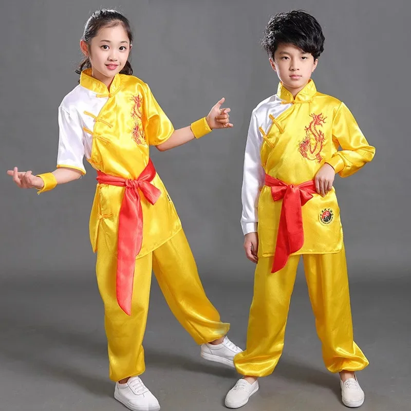 

bjj Short Sleeve Chinese Colourful Silk Performing Kungfu Uniforms Taichi Uniforms With Embroidery