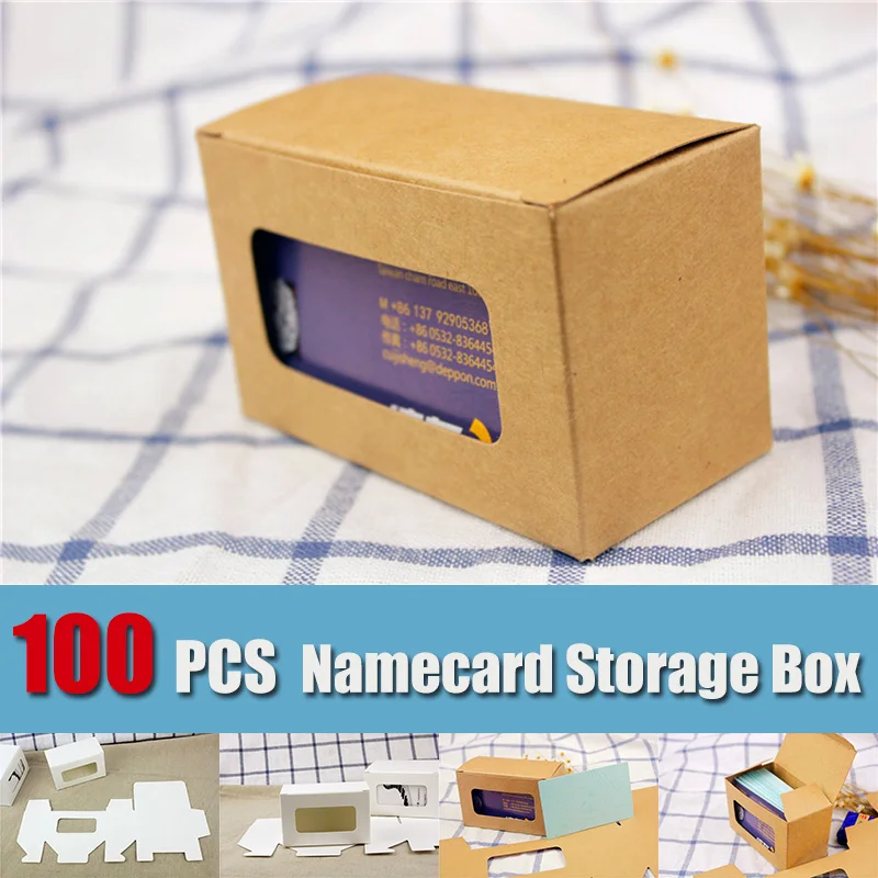 

Freeshipping 100 PCS Business Cards Packaging Box kraft paper namecard soap bank card label Tag storage box customized 2 sizes