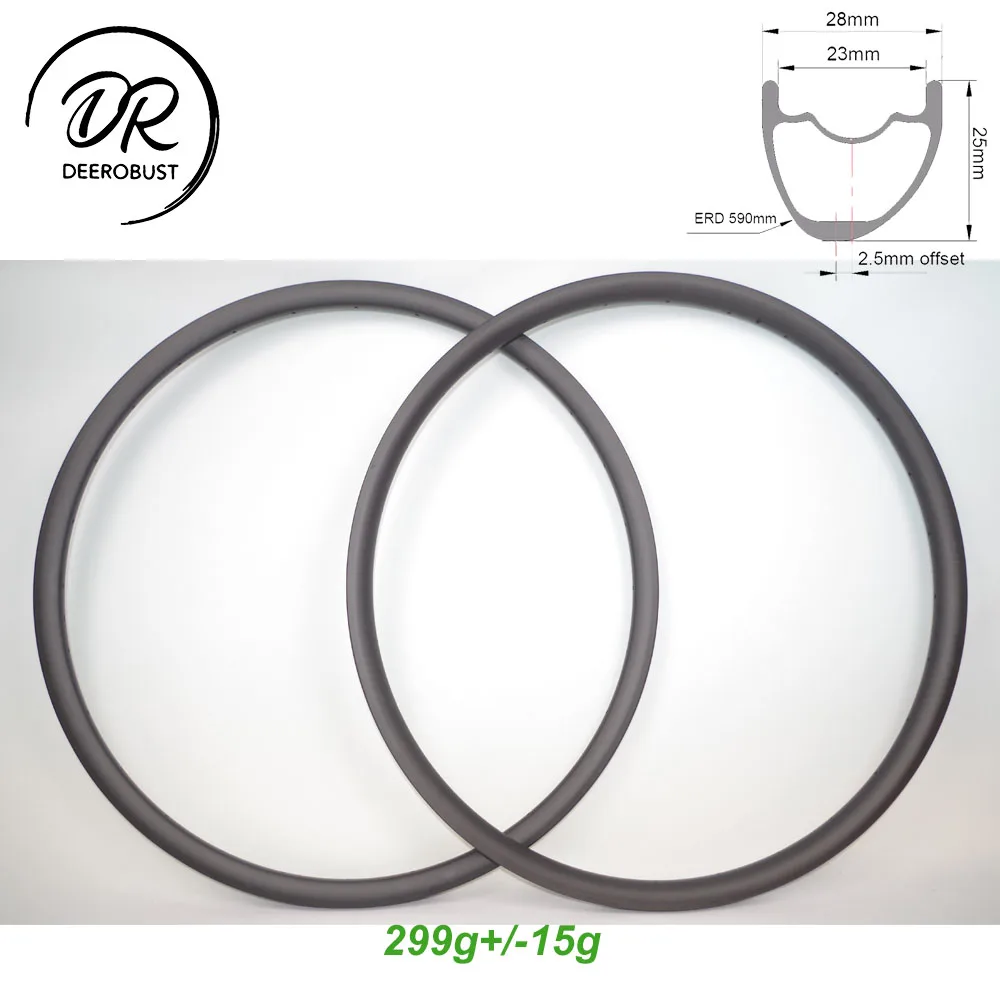 

299g 29er Asymmetric Mountain Bike Carbon Rims 25mm x 28mm XC Bicycle Wheel 29 inch MTB Hookless Tubeless Clincher 29" UD matte