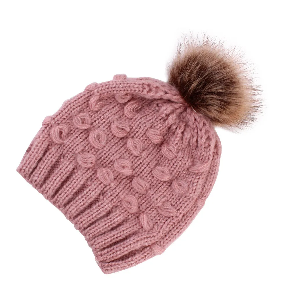 Милая детская шапка для маленьких девочек и мальчиков, зимняя теплая вязаная шапка «кроше» Для малышей, шапочка, детская шапка, шапки для девочек, детская шапка ye11.5 - Цвет: PK