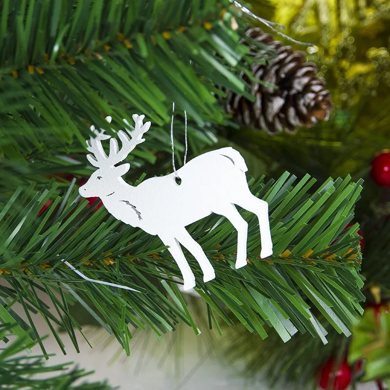 Белый деревянный кулон DIY Рождественская елка украшения деревянные поделки Рождественская елка подвесное украшение для дома вечерние принадлежности Санта Клаус