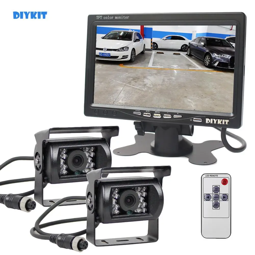DIYKIT AHD 7 дюймов TFT LCD монитор заднего вида 2 x водонепроницаемый ИК ночного видения