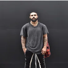 HZIJUE, винтажная черная футболка, мужская, размер США, модные, с эффектом потертости, футболки для мужчин, облегающие, с круглым вырезом, футболки, мужские, с коротким рукавом