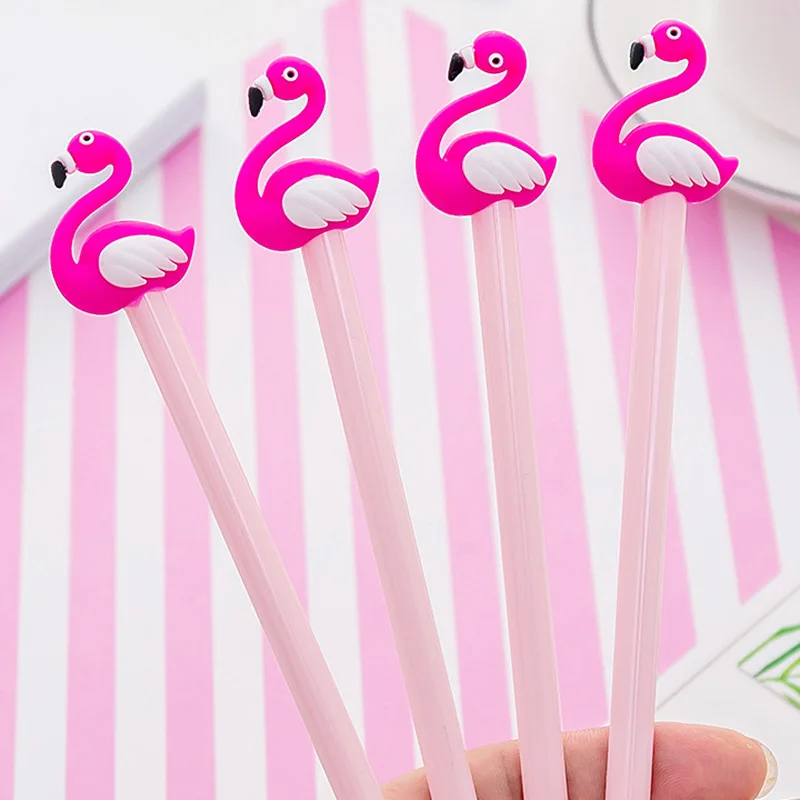 

Cute Kawaii Flamingo Gel Pen Cartoon Animal Korean Student Papelaria For Kids Girl School Stationery Black Ink Pens