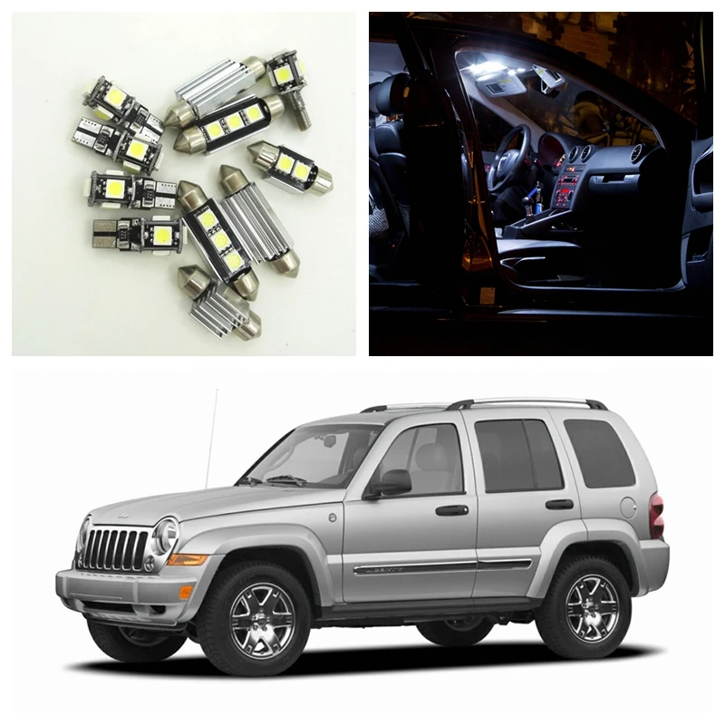 10 Pcs Led Lights For 2004 2006 2007 Jeep Liberty Kit