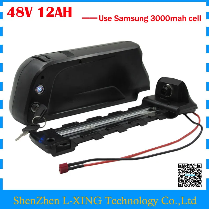 

Free Shipping 48V 12AH Electric Bike battery 48V lithium battery use Samsung 3000mah cell with 15A BMS with 54.6V 2A Charger