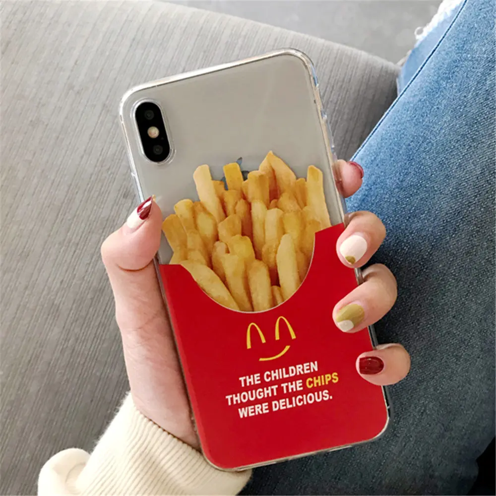 

Clear Case for Iphone XS Max XR Non-Slip TPU Silicone Case French Fries Funny Design Compatible With Ip7/8/X/Xs/XR/XsMax 2070419
