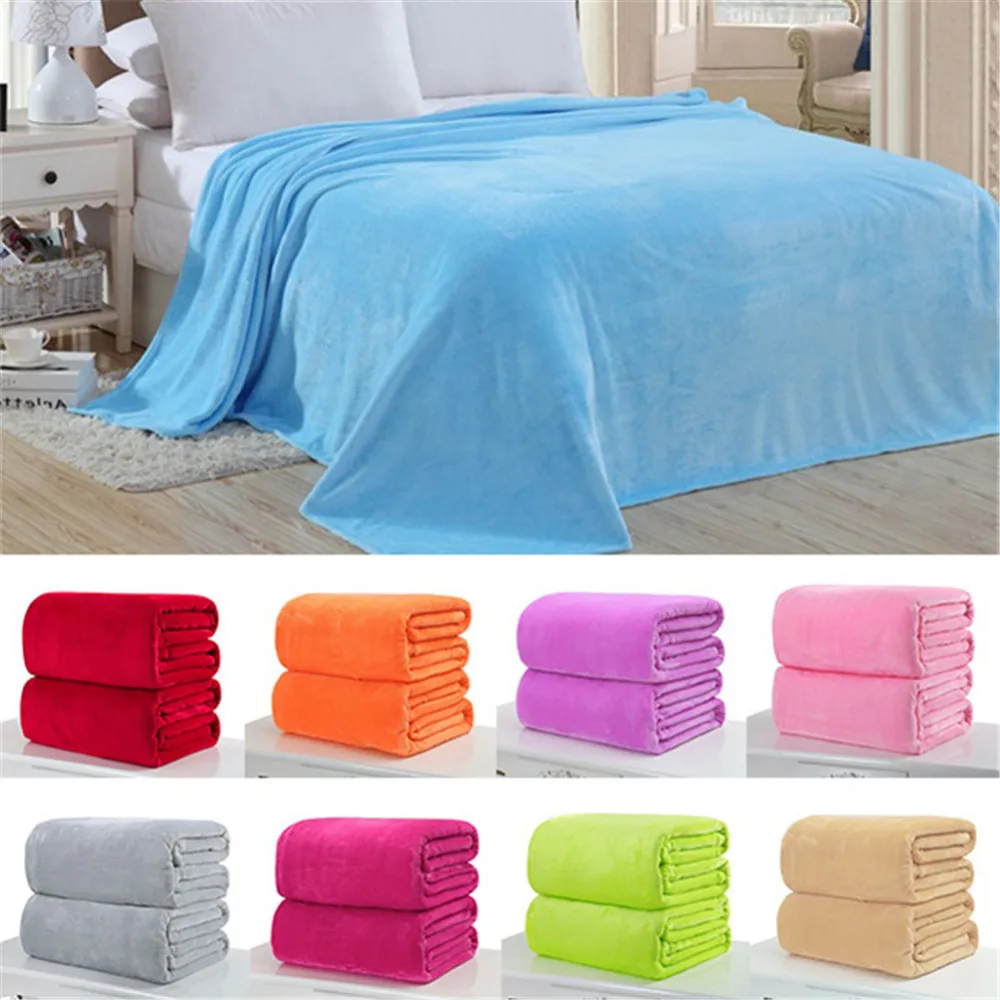 

1pc Home Textile Solid Air/Sofa/Bedding Throws Flannel Blanket Winter Warm Soft Bedsheet 50x70cm TV Sofa Blankets