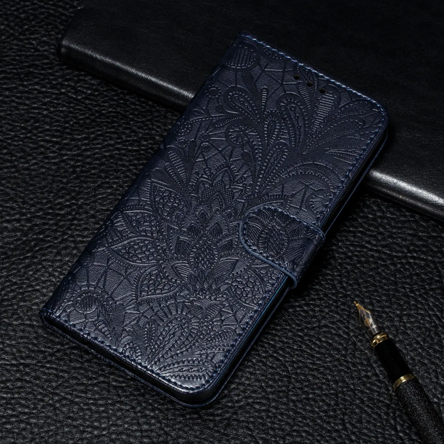 Цветной кожаный чехол-бумажник с откидной крышкой для huawei Honor 8A 8S 8X 8C V20 7C 7A Pro 10 P30 Коврики 20 Lite Y5 Y9 Prime Y6 Y7 чехол - Цвет: Black