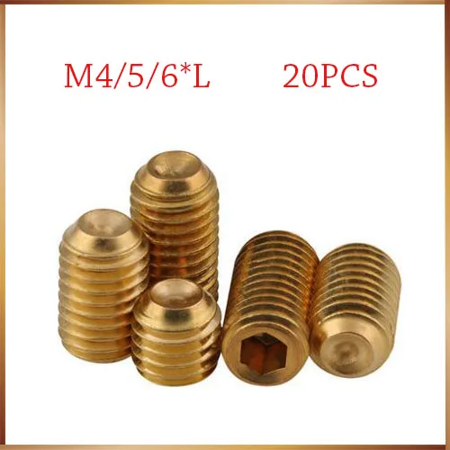 20pcs M3 M5 M6 Brass Set Screws Headless Hex Socket screw Full thread