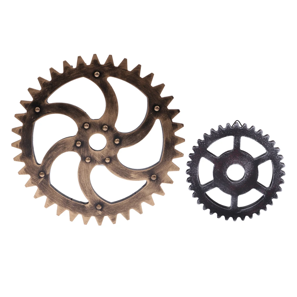 2PCS Vintage Steampunk Gear Wheel Wall Art Decorations Best Gift 29/12cm Garden Decor