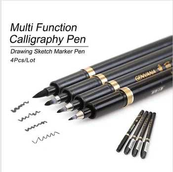 

4PCS/Lot Multi Function Calligraphy Pen Hook Line Drawing Sketch Markers Pen For Kids Gift Office School Writing Art Supplies