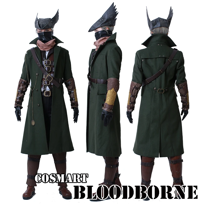 Аниме игра Bloodborne костюм охотника полный комплект униформы из искусственной кожи шерстяной Сделано высокое качество ткань Хэллоуин Косплей костюмы