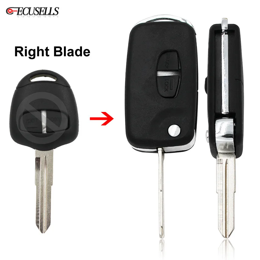 

Modified 2 Button Folding Flip Remote Smart Car Key Shell Case Housing for Mitsubishi Outlander Warrior Shogun L200 Right Blade