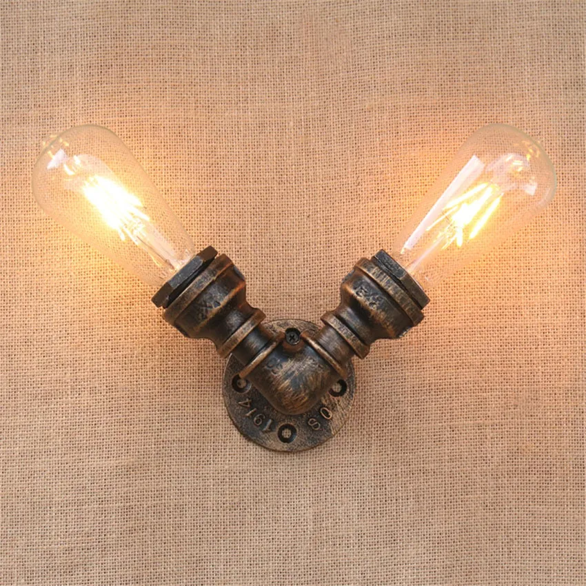 

Loft Vintage Retro Metal Water Pipe Wall Light Lamp ,2 heads Industrial Wall Sconce and wall lamps indoor modern