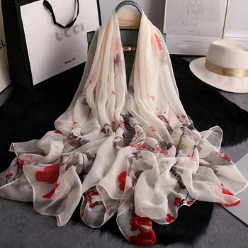 

2020 new summer large size print silk scarves hijabs women shawls and wraps lady foulard pashmina bandana beach stoles