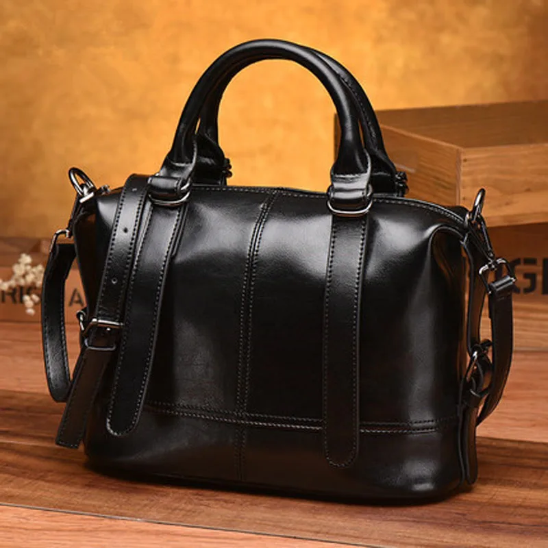 

New luxury leather first layer leather women's portable fashion trend elegant retro style portable shoulder bag 2018