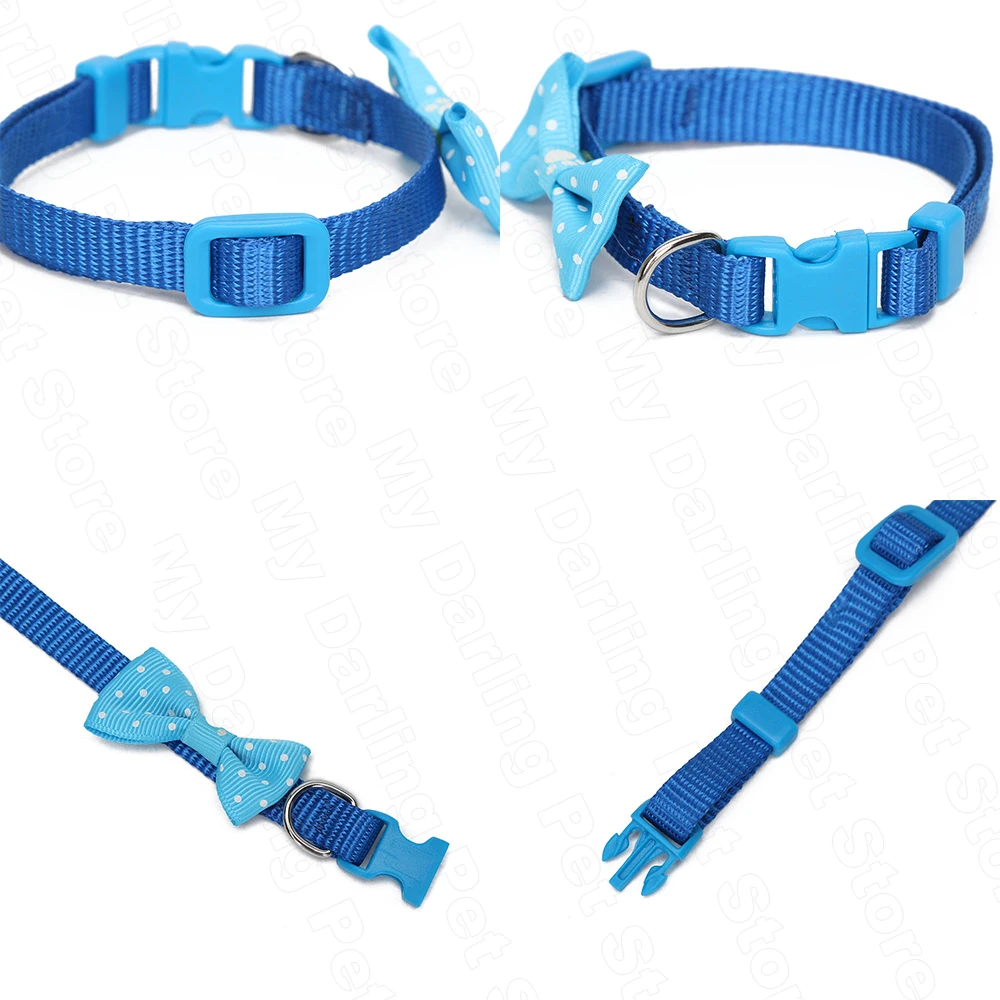 Cat-Dog-Collars-for-Small-Pets-Quick-release-Adjustable-Cat-Collars-Blue-Spotted-Nylon-Dog-Collar (2)