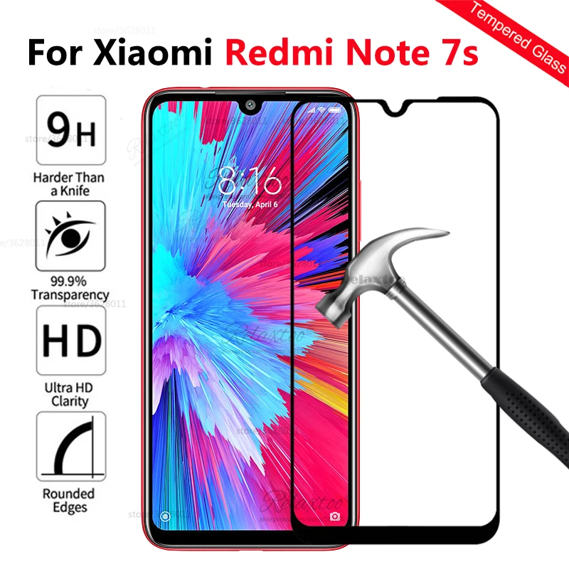 Защитное стекло для экрана закаленное Xiaomi Redmi Note 7 s полное покрытие Защитная