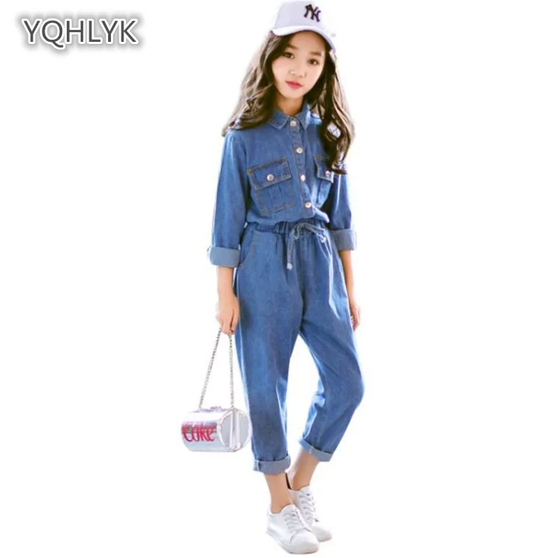 

Children Spring Autumn Girls Denim Sets Lapel Long Sleeve Shirt Tops + Pants boy 2pcs Fashion Casual Cowboy Children's Sets K206