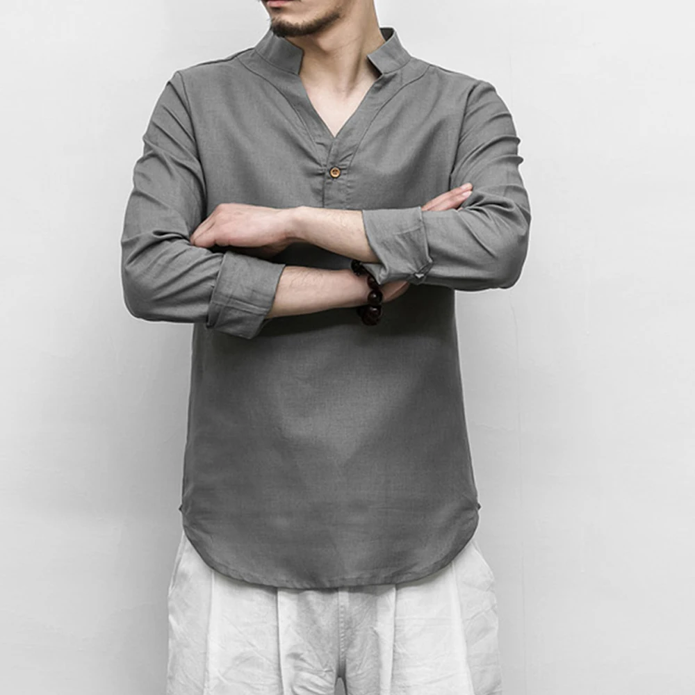 

Long Sleeve Modis Top With V Neckline Summer Cool Men's T Shirts Summer Lightweight T-Shirt For Men Fashion Men T-Shirt D30