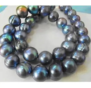 

CHARMING NATURAL 12-13MM SOUTH SEA BLACK BLUE BAROQUE PEARL NECKLACE 18 INCH choker