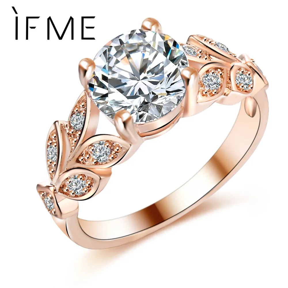 IF ME Wedding Crystal font b Silver b font Color font b Rings b font Leaf