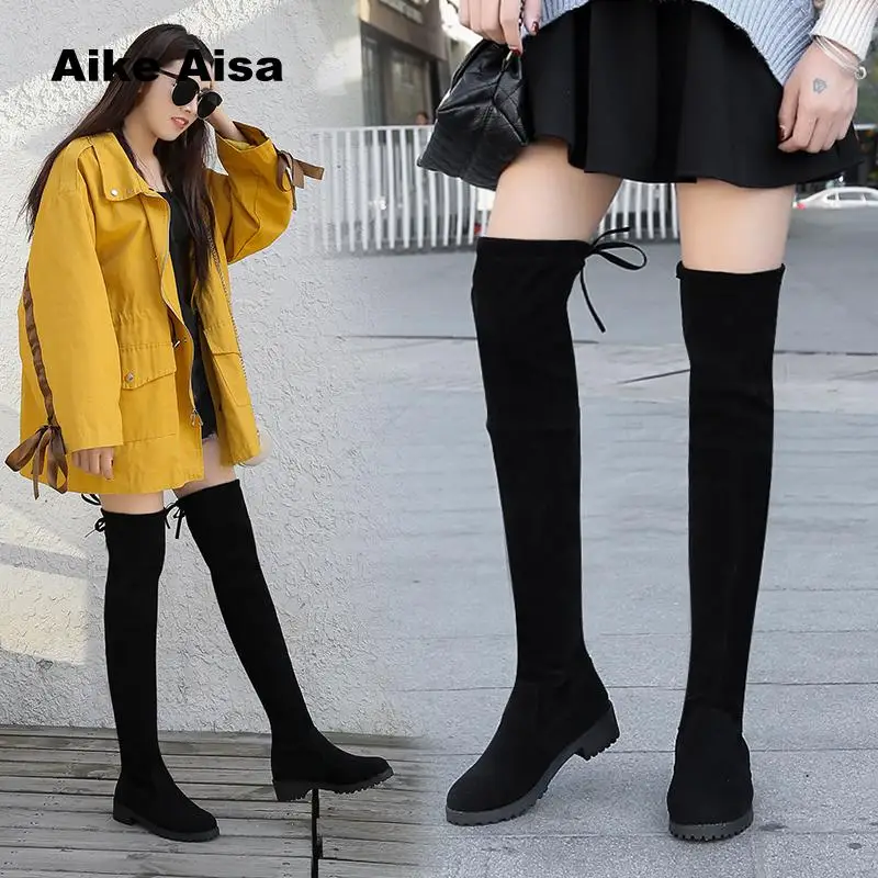 

2019 Winter Over The Knee Boots Women Stretch Fabric Thigh High Sexy Woman Shoes Long Bota Feminina zapatos de mujer SIZE 41