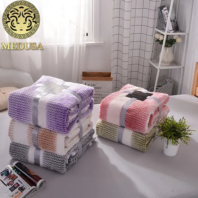 medusa excelle flanelle arc en solide chaud couverture couvre lit violet gris or - Couvre Lit Violet medusa excelle flanelle arc en solide chaud couverture couvre lit violet gris or - Couvre Lit Violet