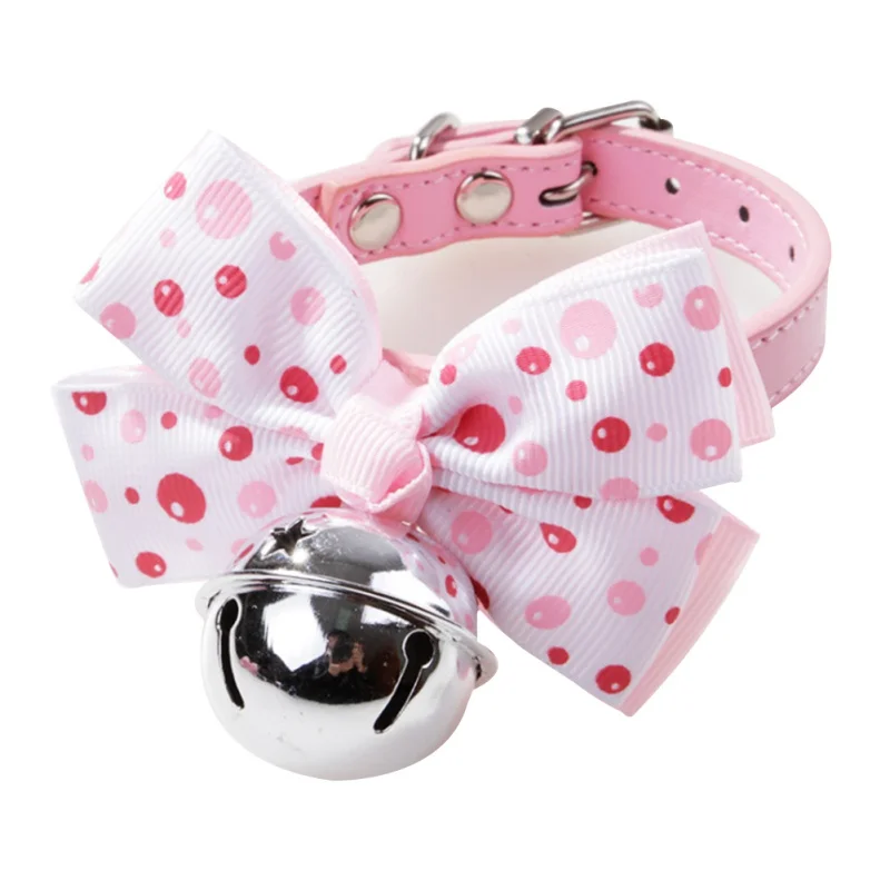 Cute Dog Collar Big Bow-knot Tie Silver Bells Cat Collar Adjustable Puppy Quality Fashion Pet Supplies Hot Sales Beauty Products