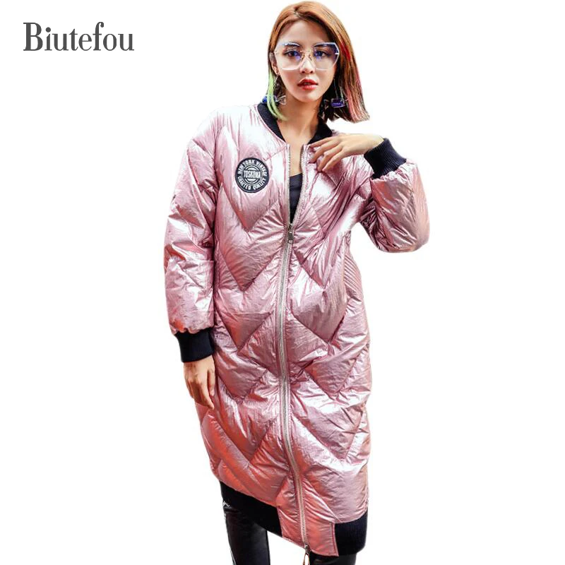 2017 Women embroidery loose down coats fashion winter long patch