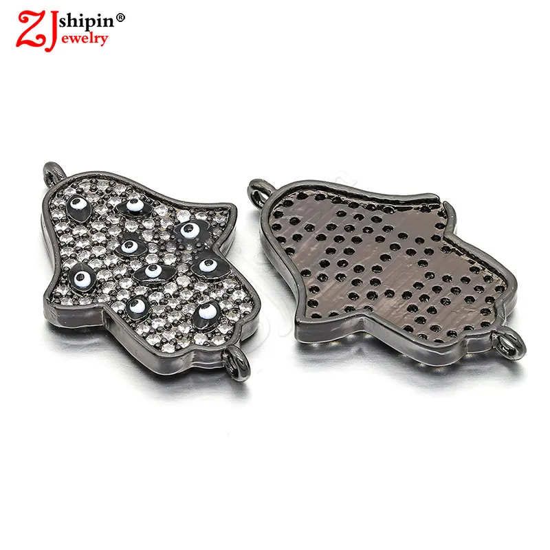 

ZJSHIPIN Eye Devil's Eye Palm Micro Inlay Jewelry Accessories Zircon CZ Connector Suitable for Charm DIY Jewelry Discovery