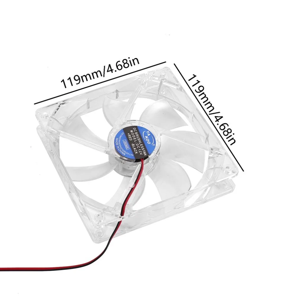 9-Blade 4 Pin 120mm PC Computer Clear Case Quad 4-LED Light CPU Cooling Fan 12cm