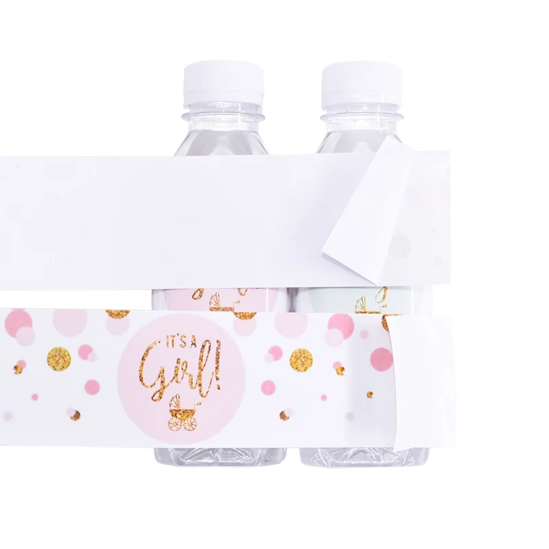 12Pcs Baby Shower Water Bottle Label Stickers it is a boy/girl Tag Gender Reveal Christening Decor Baby shower Supplies Favors