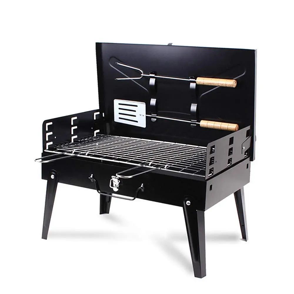 

Portable BBQ Charcoal Grill Set with Fork Spatula Small Barbeque Grills for Cooking Picnic Camping